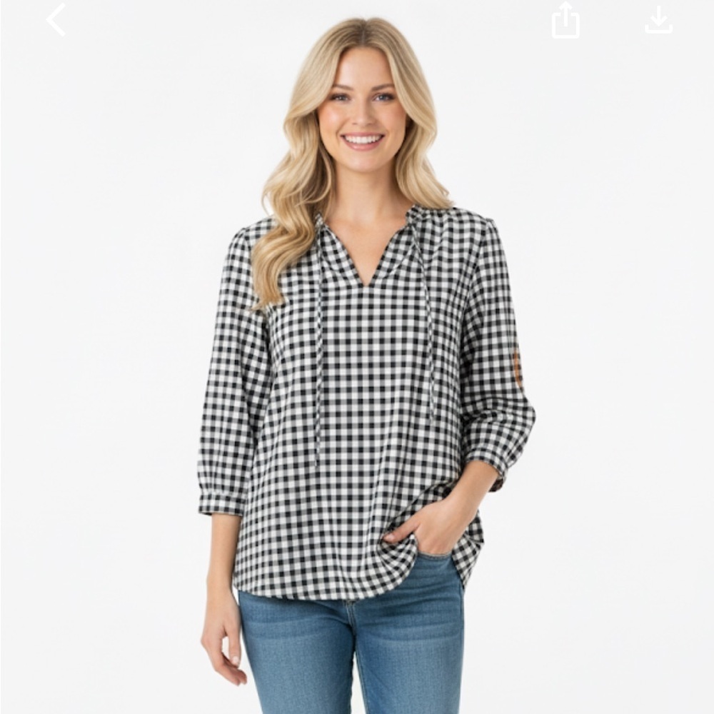 J Crew black & white checkered tunic top size xsmall oversized